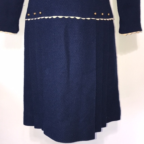 Vintage Sherbet Originals Wool Pleated Midi Dress Blue Size Medium - Picture 3 of 8
